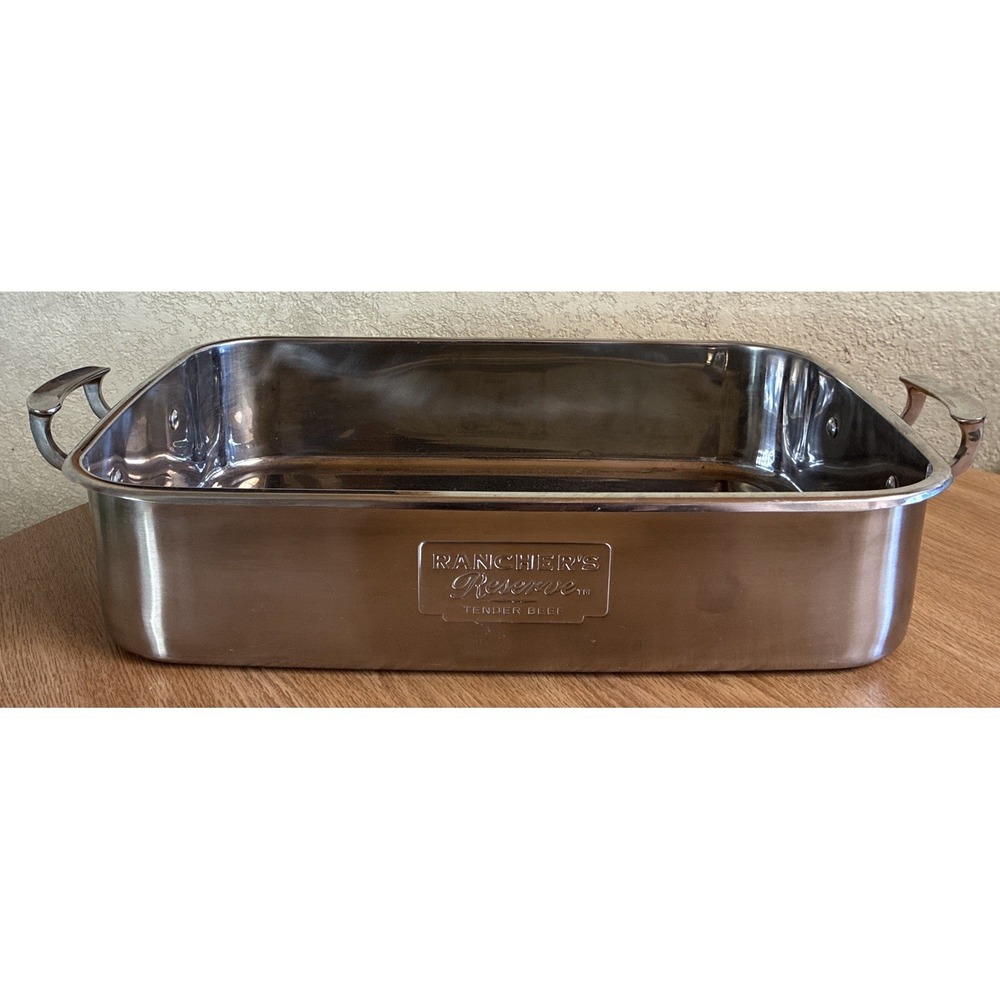 Rancher's Reserve Tender Beef Roaster Pan Stainless Steel 16x12x3.5"